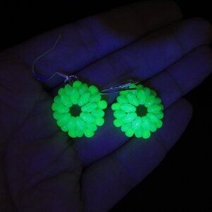 Uranium glass flower earrings